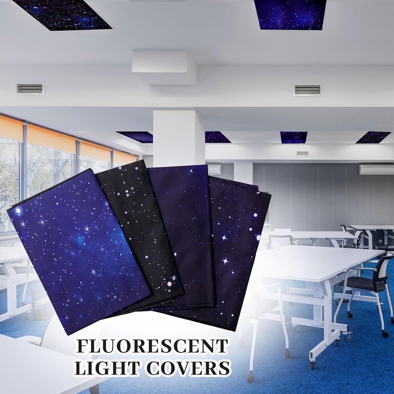 ROCEEI 8 Pcs 4 x 2 Feet Fluorescent Light Covers Magnetic for Ceiling Lights Classroom Office Reducing Glare Harsh Flicker Light Filters for Classroom Office Home Hospital Decor(Night Sky) - Image 5